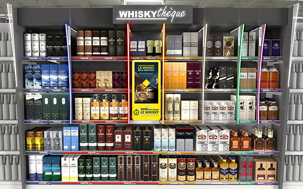 Bij Auchan kan het Whisky assortiment van Diageo praten 