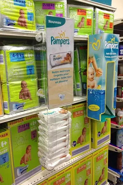 Cross-categorie power shelf voor natte doekjes