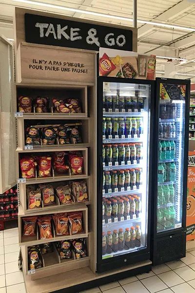 Cross-merchandising vloerdisplay voor chips